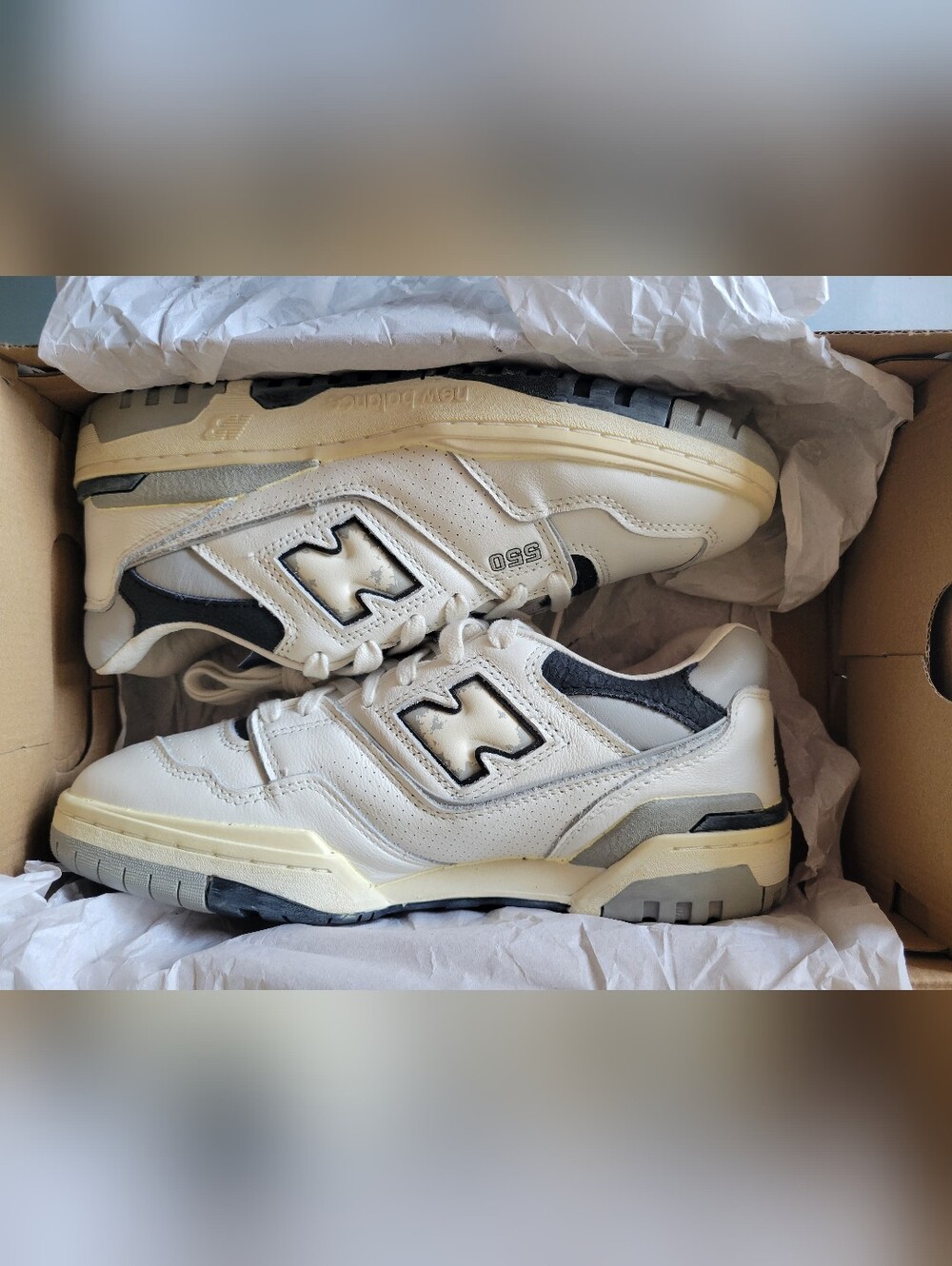 7.5 Mens/9 Womens, New Balance 550 VGB White Gray BB550VGB, New In Box